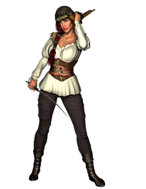 Female Pirate Character Pose PNG