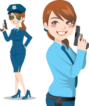 Female Police Officer Cartoon Characters PNG image