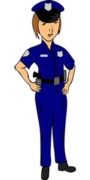 Female Police Officer Cartoon Illustration PNG image