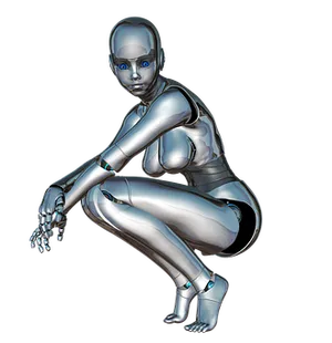 Female Robot Crouching Pose