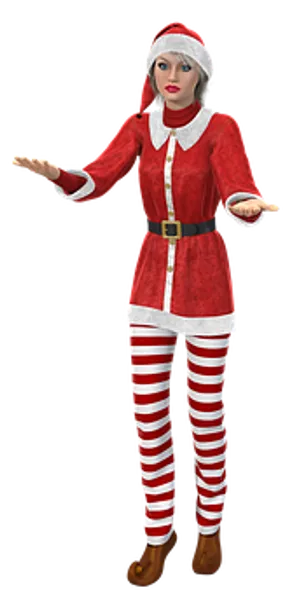 Female Santa Costume Pose PNG image