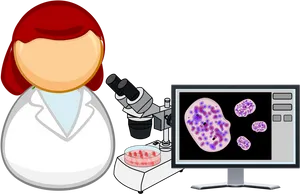 Female Scientist Analyzing Cells PNG image