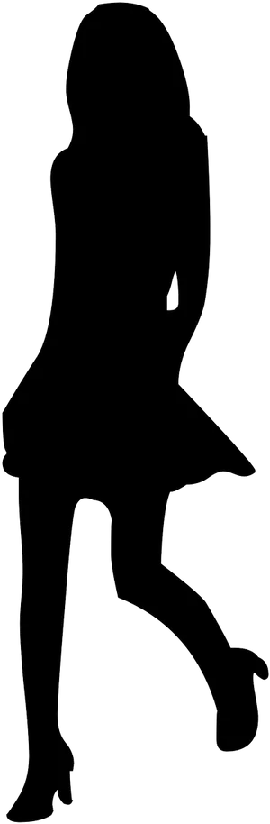 Female Silhouette Posing Elegantly PNG