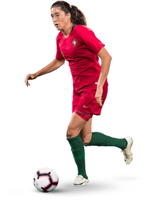 Female Soccer Player Dribbling Action
