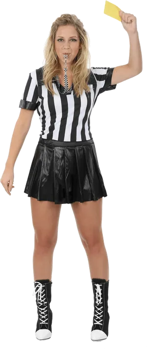 Female Soccer Referee Yellow Card PNG
