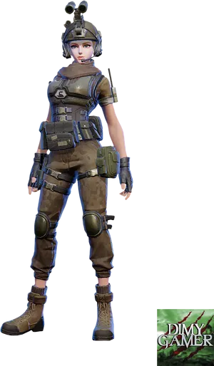 Female Soldier Character Render PNG image