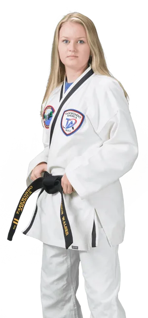 Female Taekwondo Black Belt Portrait PNG image