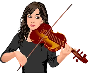 Female Violinist Vector Illustration