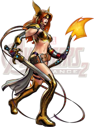 Female Warrior Armedwith Energy Bowand Arrow PNG