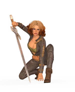 Female Warrior Kneeling With Sword