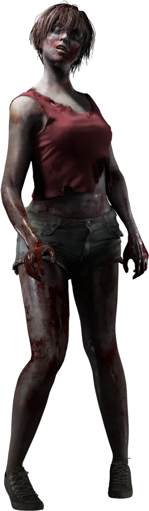 Female Zombie Figure Standing PNG image