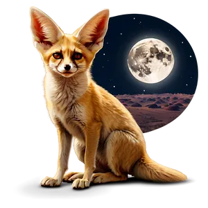 Fennec Fox In Moonlight PNG 06262024