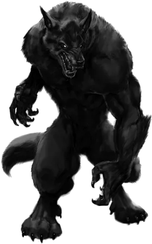 Ferocious Black Werewolf Art PNG