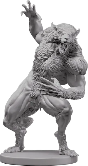 Ferocious Werewolf Figure PNG image