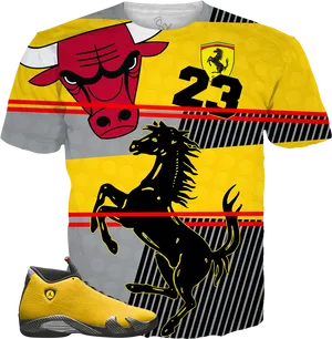 Ferrari Themed Sports Appareland Shoe Design PNG image
