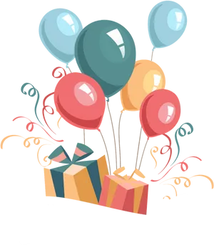 Festive Birthday Balloonsand Gifts PNG image