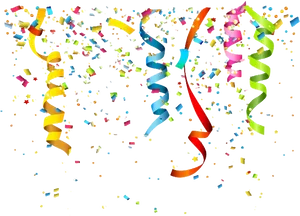 Festive Birthday Confettiand Streamers PNG image