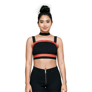 Festive Black Crop Top Png Yij PNG image