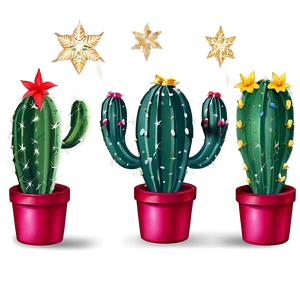 Festive Cactus Decoration PNG 67