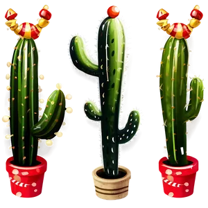 Festive Cactus Decoration PNG 85
