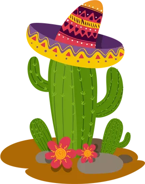 Festive Cactuswith Sombrero PNG image