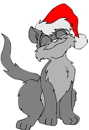 Festive Cartoon Cat Santa Hat