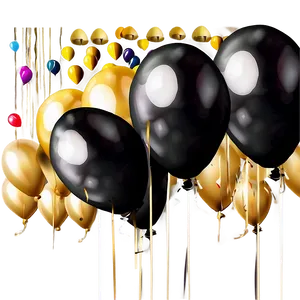 Festive Celebration Black Gold Balloons PNG Sow PNG