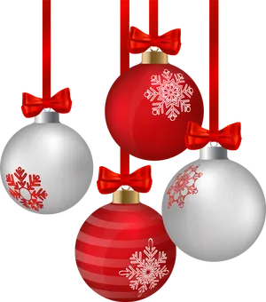 Festive Christmas Baubleswith Bows PNG image