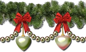 Festive Christmas Borderwith Red Bows PNG image