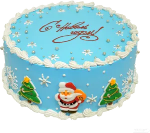 Festive Christmas Cake Decoration PNG image
