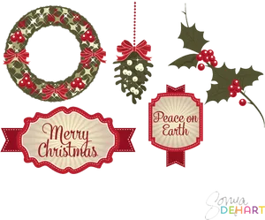 Festive Christmas Decorations Clipart PNG image