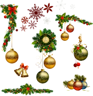 Festive Christmas Decorations Collection PNG image