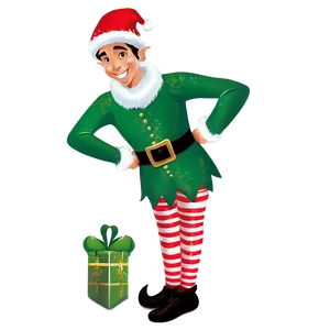 Festive Christmas Elf Cartoon Png 06252024 PNG image