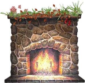 Festive Christmas Fireplace Clipart PNG image