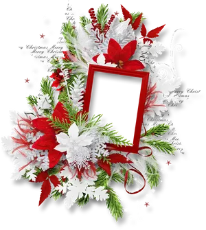 Festive Christmas Floral Frame PNG image
