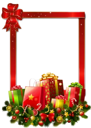 Festive Christmas Framewith Giftsand Decorations.png PNG image