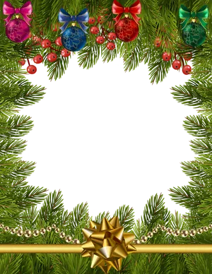 Festive Christmas Framewith Ornamentsand Bow PNG image