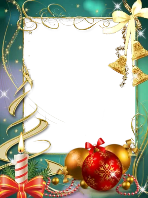 Festive Christmas Framewith Ornamentsand Candle PNG image