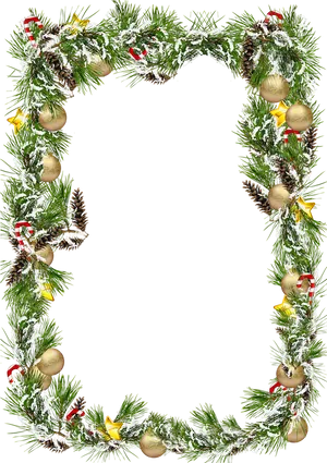 Festive Christmas Framewith Ornamentsand Pinecones PNG image
