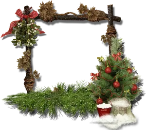 Festive Christmas Framewith Treeand Decorations PNG image