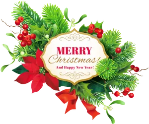 Festive Christmas New Year Greeting PNG image