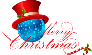 Festive Christmas Ornament Top Hat PNG image