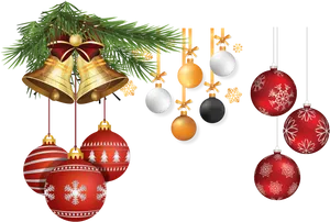 Festive Christmas Ornamentsand Bells PNG image