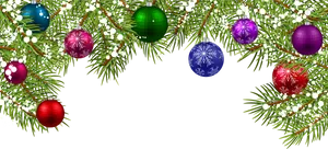 Festive Christmas Ornamentson Pine Branches PNG image