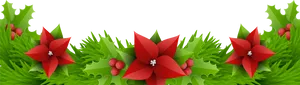 Festive Christmas Poinsettia Border PNG image