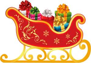 Festive Christmas Sleigh With Gifts.png PNG image