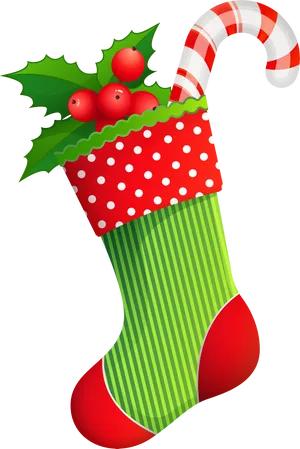 Festive Christmas Stocking Clipart PNG image
