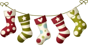 Festive Christmas Stockings Banner PNG image