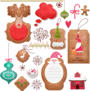 Festive Christmas Tags Illustration PNG image