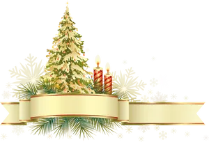 Festive Christmas Treeand Candles PNG image